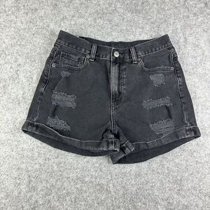 American Eagle Jean Shorts Womens 2 Faded Black Mom Distressed Cuffed Casual